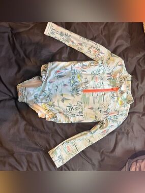 Carter's Mint Green Tropical Sailboat Rash Guard with Coral Zipper